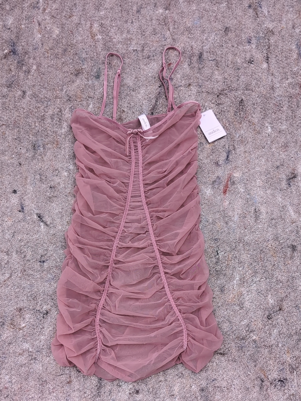Auden Sheer Ruched Slip in Dusty Mauve